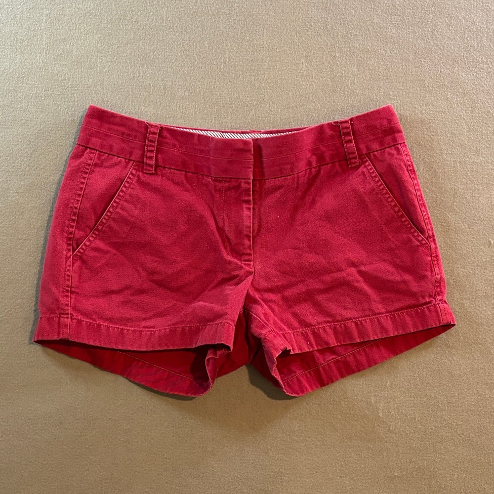 J.Crew Chino Shorts Womens 0 Red Cotton Twill Casual Preppy Summer